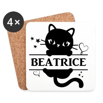 Beatrice t-shirt chat chat Katze gato - Dessous de verre (lot de 4) - blanc - Devant