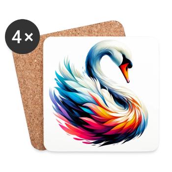 Schwan - Untersetzer (4er-Set) - Weiß - Vorne