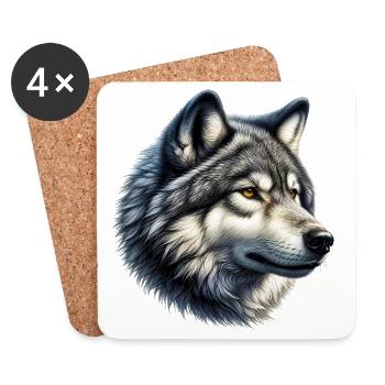 Loup - Dessous de verre (lot de 4) - blanc - Devant