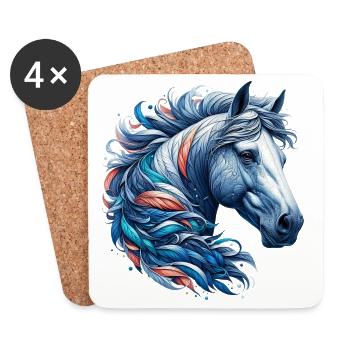 Cheval - Dessous de verre (lot de 4) - blanc - Devant
