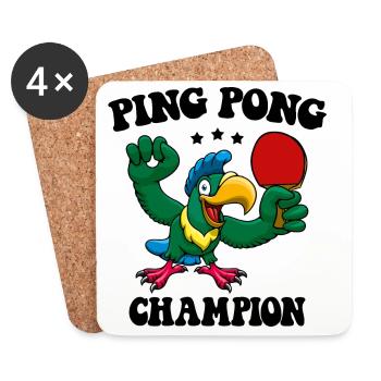 Ping Pong Champion Design Table Tennis and - Coasters (set of 4) - white - Front