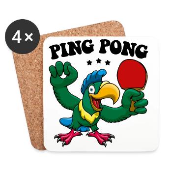 Ping Pong Champion Design Table Tennis and - Coasters (set of 4) - white - Front