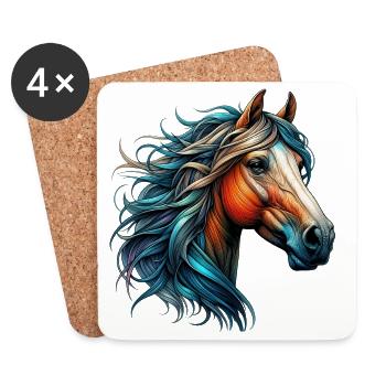 Cheval - Dessous de verre (lot de 4) - blanc - Devant