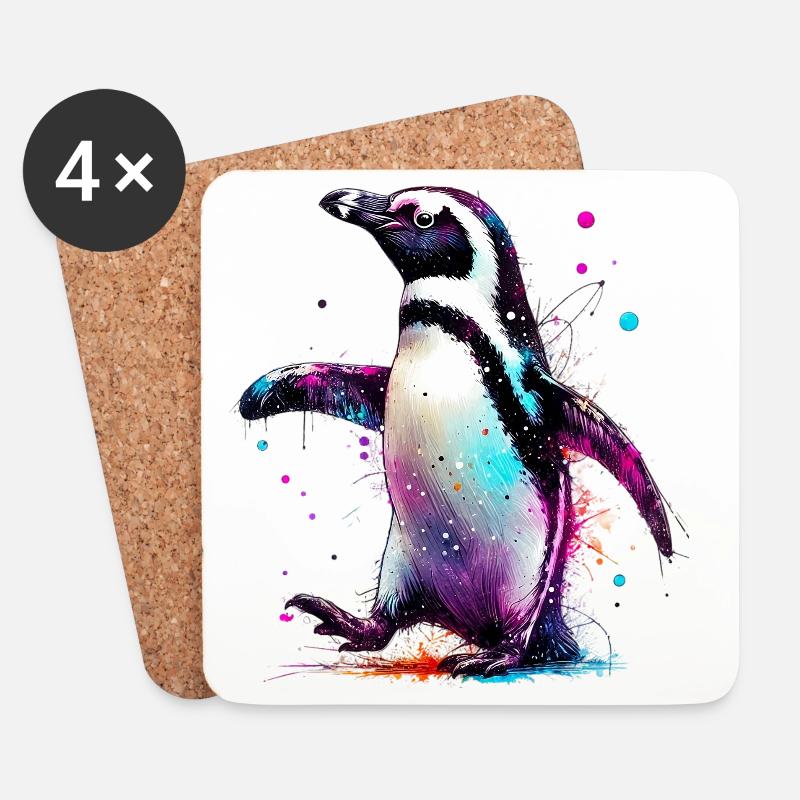 Pinguin - Untersetzer (4er-Set) - Weiß