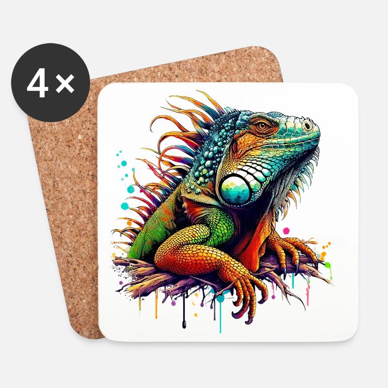 Leguan - Untersetzer (4er-Set) - Weiß