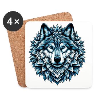 Wolf - Untersetzer (4er-Set) - Weiß - Vorne