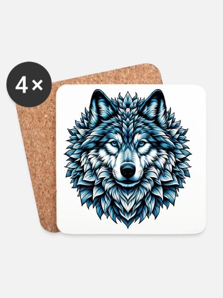 Wolf - Untersetzer (4er-Set) - Weiß