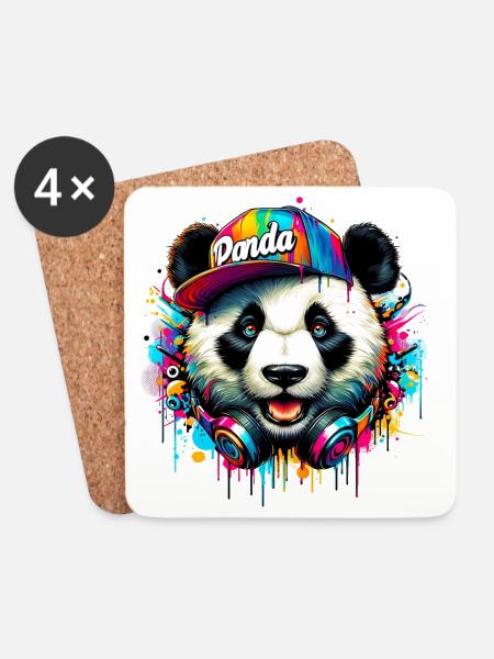 Panda DJ Deejay mit Kopfhörern hört Musik - Untersetzer (4er-Set) - Weiß