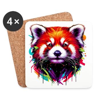 Kleiner Panda - Untersetzer (4er-Set) - Weiß - Vorne