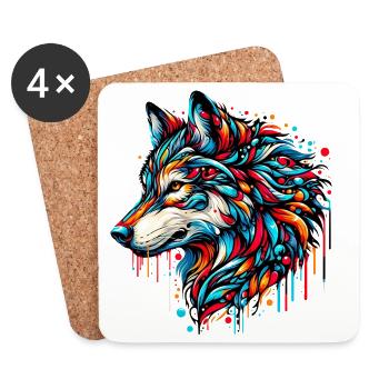 Wolf - Untersetzer (4er-Set) - Weiß - Vorne