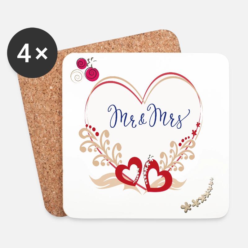 Mariage Marié - Dessous de verre (lot de 4) - blanc
