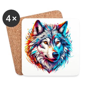 Loup - Dessous de verre (lot de 4) - blanc - Devant