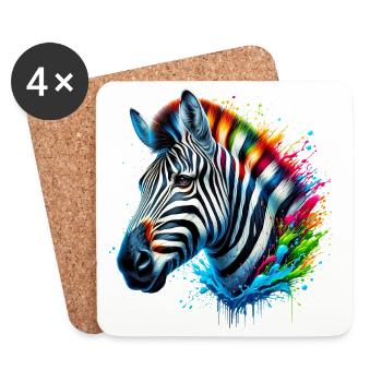 Zebra - Untersetzer (4er-Set) - Weiß - Vorne