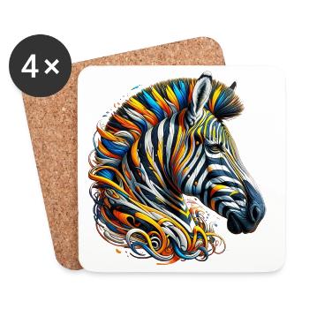 Zebra - Untersetzer (4er-Set) - Weiß - Vorne