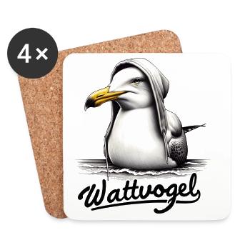 Wattvogel Coole Möwe mit Kapuze - Untersetzer (4er-Set) - Weiß - Vorne