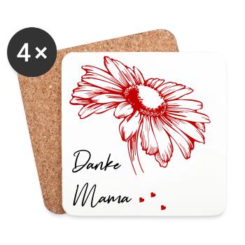 Muttertag Danke Mama - Untersetzer (4er-Set) - Weiß - Vorne