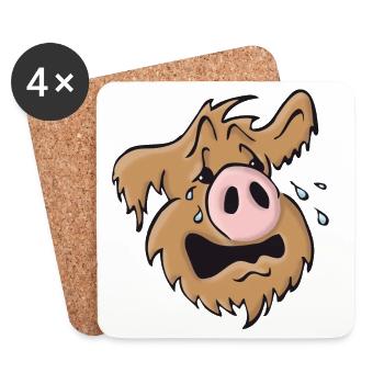 Chien cochon hurlant - Dessous de verre (lot de 4) - blanc - Devant
