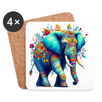 Elephant - Coasters (set of 4) - white - Front