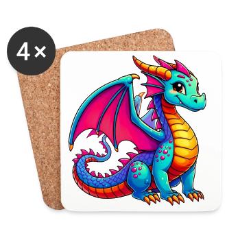 Dragon - Dessous de verre (lot de 4) - blanc - Devant