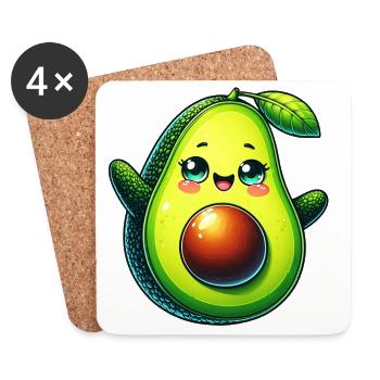 Avocat - Dessous de verre (lot de 4) - blanc - Devant