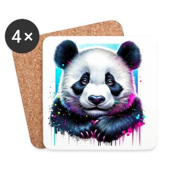 Panda - Dessous de verre (lot de 4) - blanc - Devant