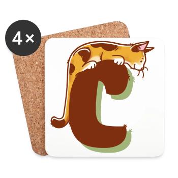 Katze Buchstabe C - Untersetzer (4er-Set) - Weiß - Vorne