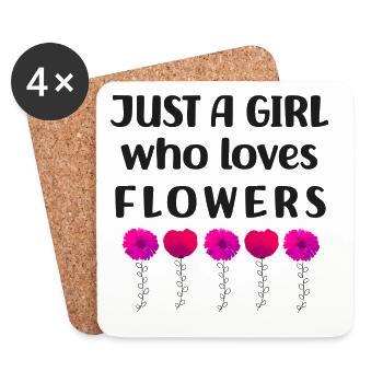 Just a girl who loves flowers - Coasters (set of 4) - white - Front