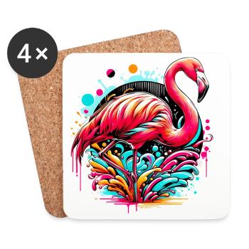 Flamingo - Untersetzer (4er-Set) - Weiß - Vorne