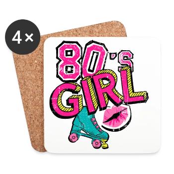 80s Girl Roller Skate - Coasters (set of 4) - white - Front