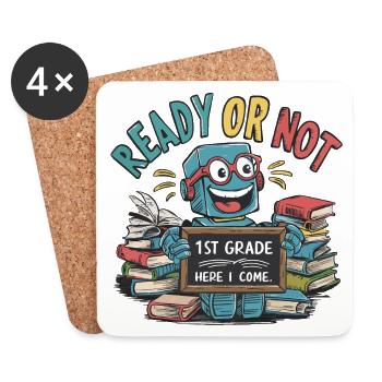 First day of school for small robots - Coasters (set of 4) - white - Front