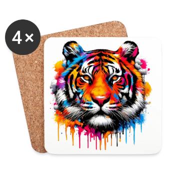 Tigre - Dessous de verre (lot de 4) - blanc - Devant