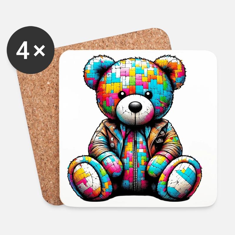 Teddybär Teddybär Lederweste - Untersetzer (4er-Set) - Weiß