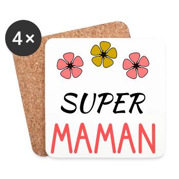 MAMAN. FÊTE DES MÈRES - Dessous de verre (lot de 4) - blanc - Devant