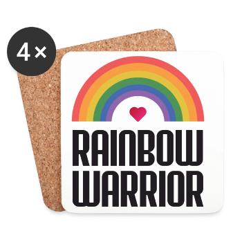 Mois de la fierté LGBTQ - Rainbow Warrior - Dessous de verre (lot de 4) - blanc - Devant