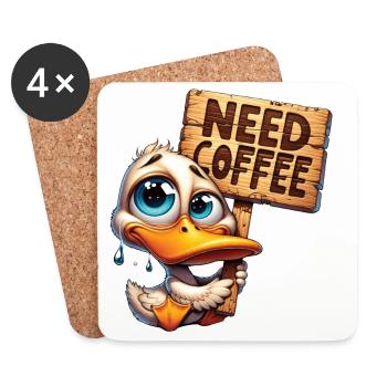Need Coffee - Brauchte Kaffee - Untersetzer (4er-Set) - Weiß - Vorne