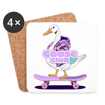 Whimsical Goose Skateboard Design - Coasters (set of 4) - white - Front