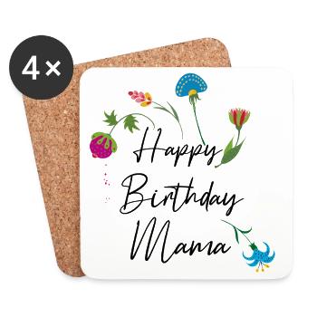 Happy Birthday Mom - Coasters (set of 4) - white - Front