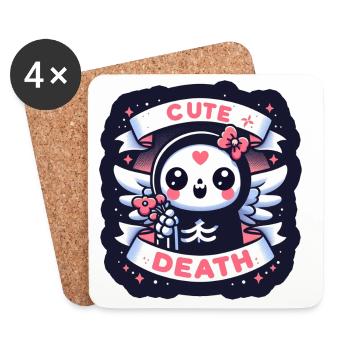Sweet Death with Wings and Flowers - Coasters (set of 4) - white - Front