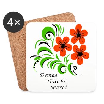Thank you Thanks Merci - Coasters (set of 4) - white - Front