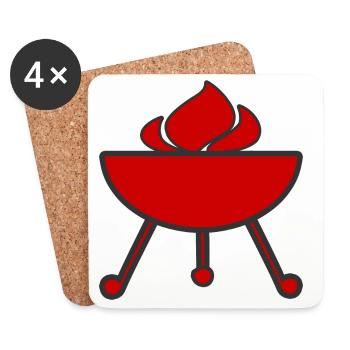 Feu de flammes de gril - Dessous de verre (lot de 4) - blanc - Devant