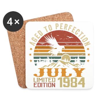 Millésime Juillet 1984 Anniversaire Juillet 1984 - Dessous de verre (lot de 4) - blanc - Devant