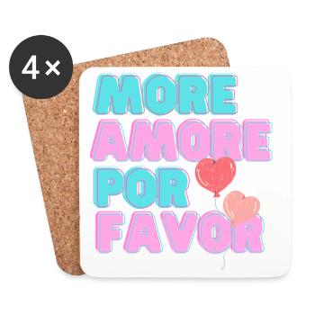 More Amore Pore Favor - mehr Liebe bitte - Untersetzer (4er-Set) - Weiß - Vorne