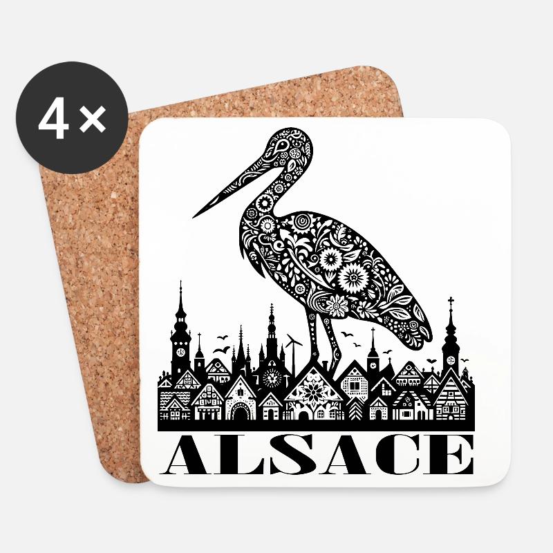 ALSACE - Dessous de verre (lot de 4) - blanc