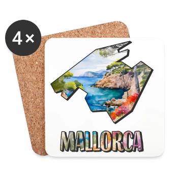Watercolor Map of Mallorca - Coasters (set of 4) - white - Front