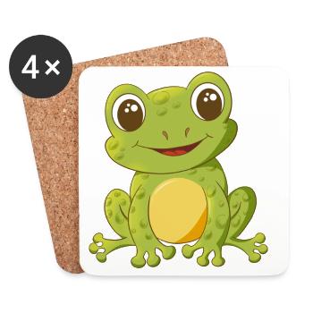 niedlich lächelnder Comic Frosch - Untersetzer (4er-Set) - Weiß - Vorne