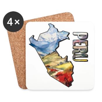 Carte à l’aquarelle du Pérou - Dessous de verre (lot de 4) - blanc - Devant