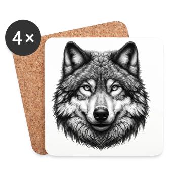 Loup - Dessous de verre (lot de 4) - blanc - Devant