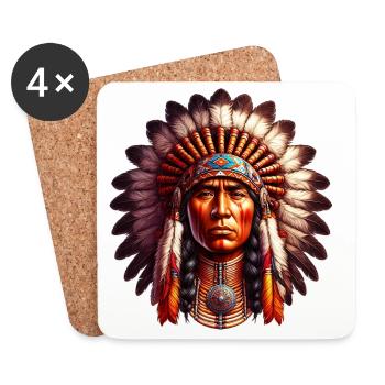 Amérindien Américain - Dessous de verre (lot de 4) - blanc - Devant