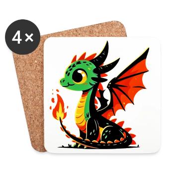 Drache - Untersetzer (4er-Set) - Weiß - Vorne