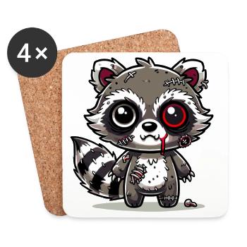creepy zombie raccoon for halloween fun - Coasters (set of 4) - white - Front